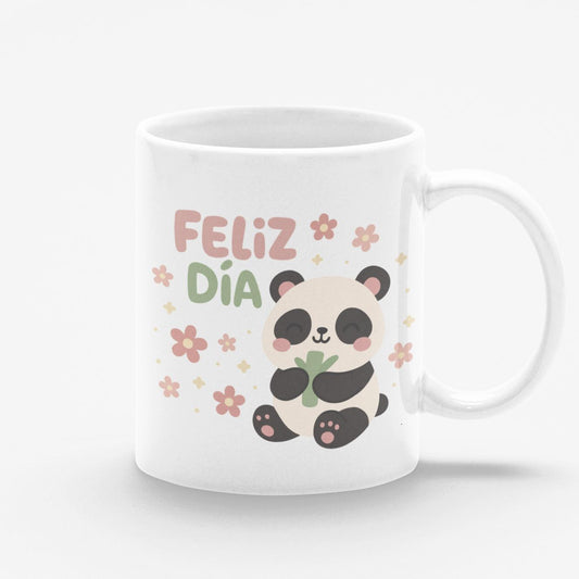 Taza blanca Feliz Día Osito Panda