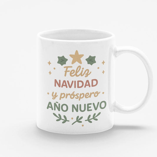 Taza blanca Feliz Navidad y próspero año nuevo