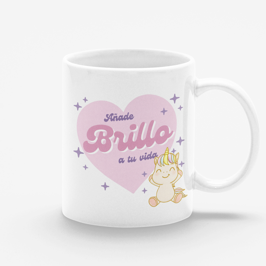 Taza blanca añade brillo a tu vida