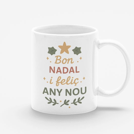 Taza blanca Bon Nadal i Feliç Any Nou
