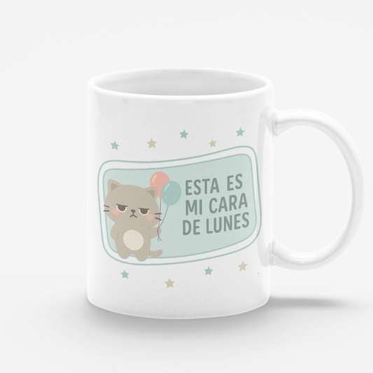 Taza blanca Esta es mi Cara de Lunes