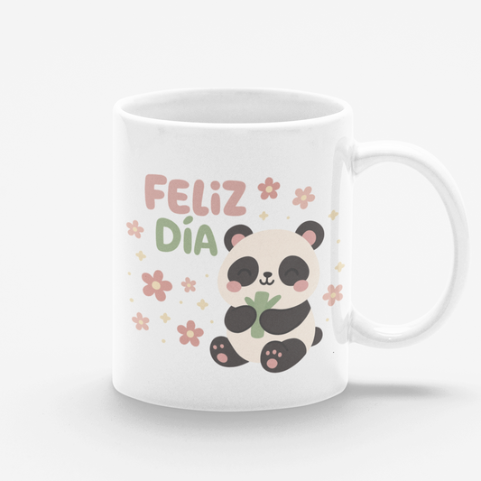 Taza blanca Feliz Día Osito Panda