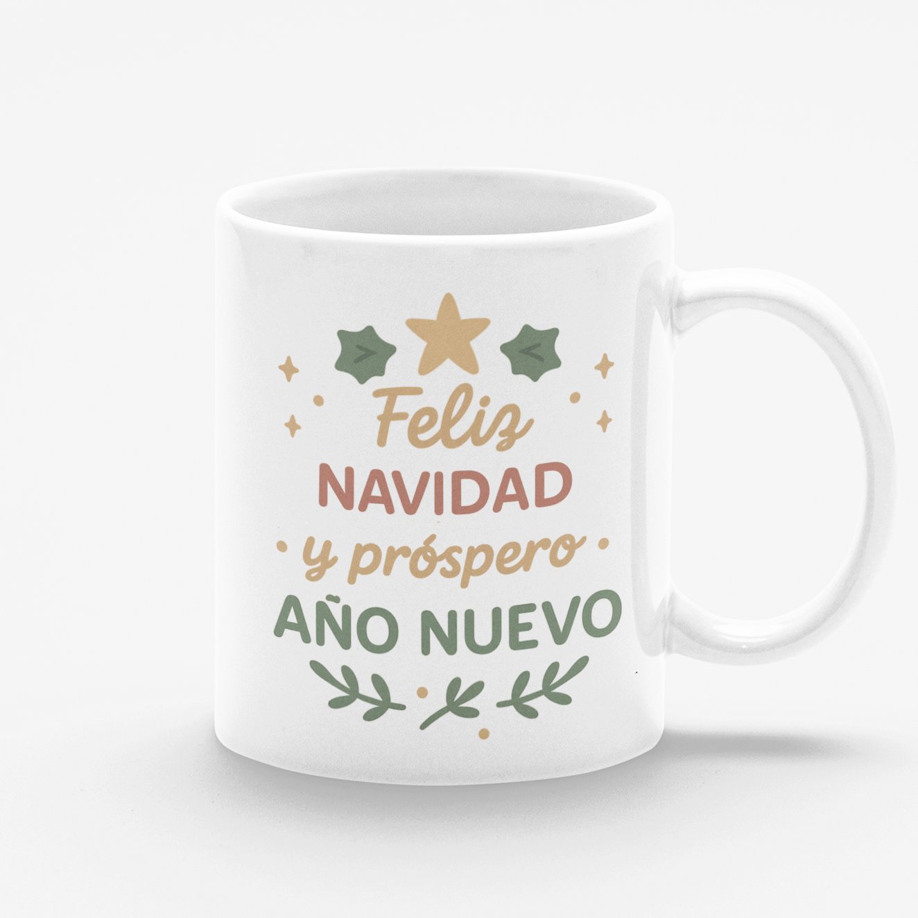 Taza blanca Feliz Navidad y próspero año nuevo