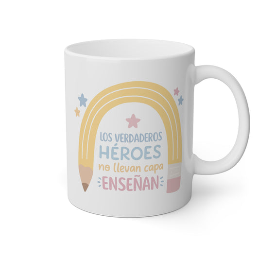 Taza blanca Los Héroes Enseñan