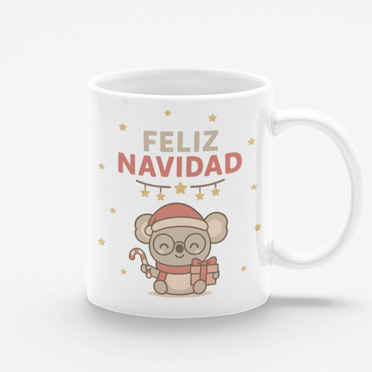 Taza blanca Koala Feliz Navidad