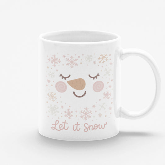 Taza blanca navideña Let It Snow