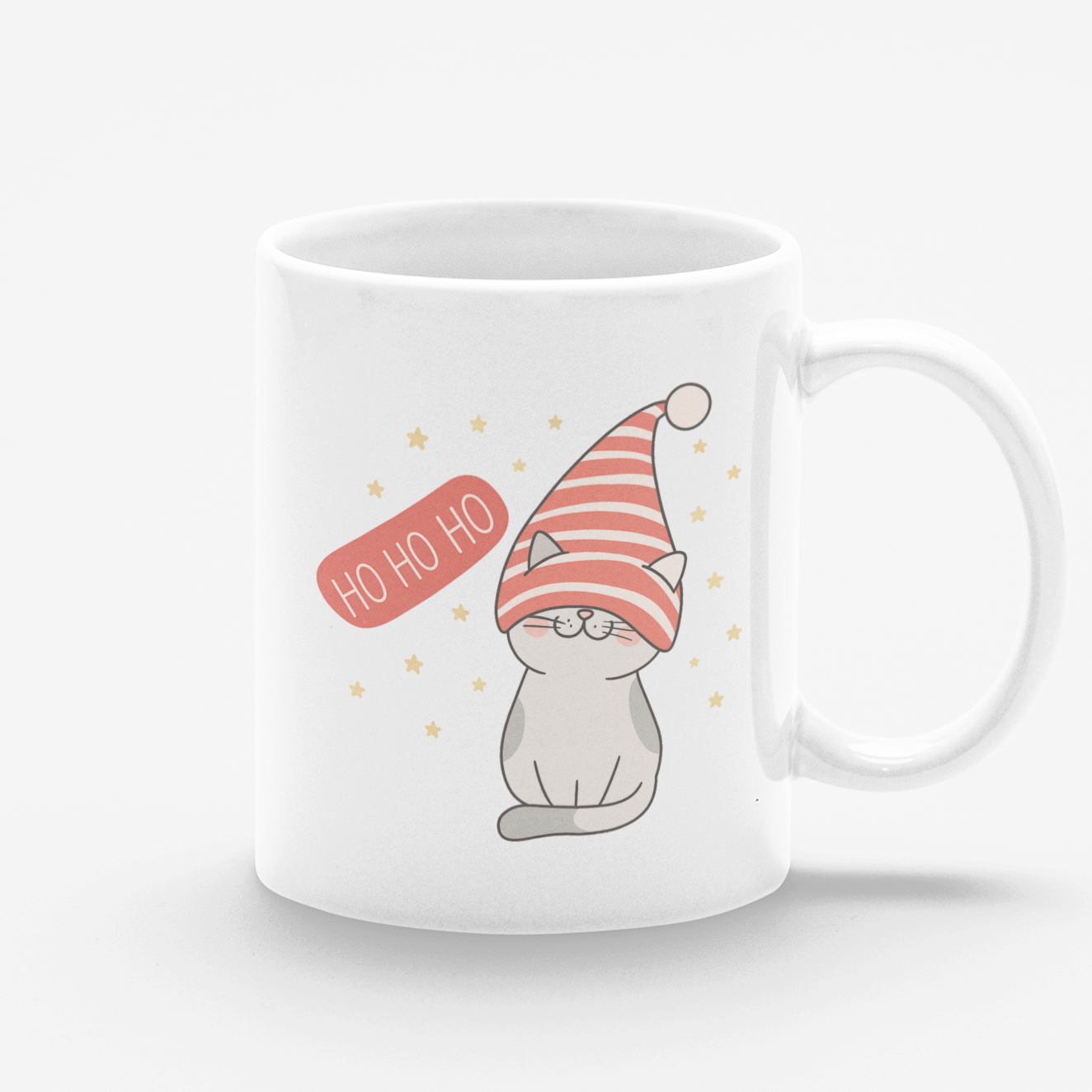Taza blanca de Navidad Gatito Ho Ho Ho