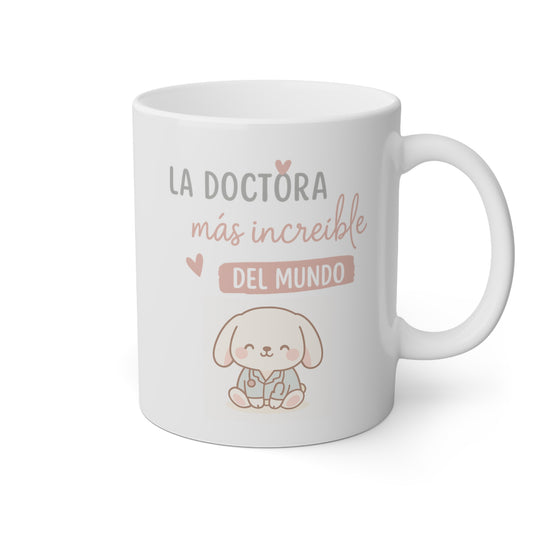 Taza con un conejito adorable y la frase la doctora más increíble del mundo