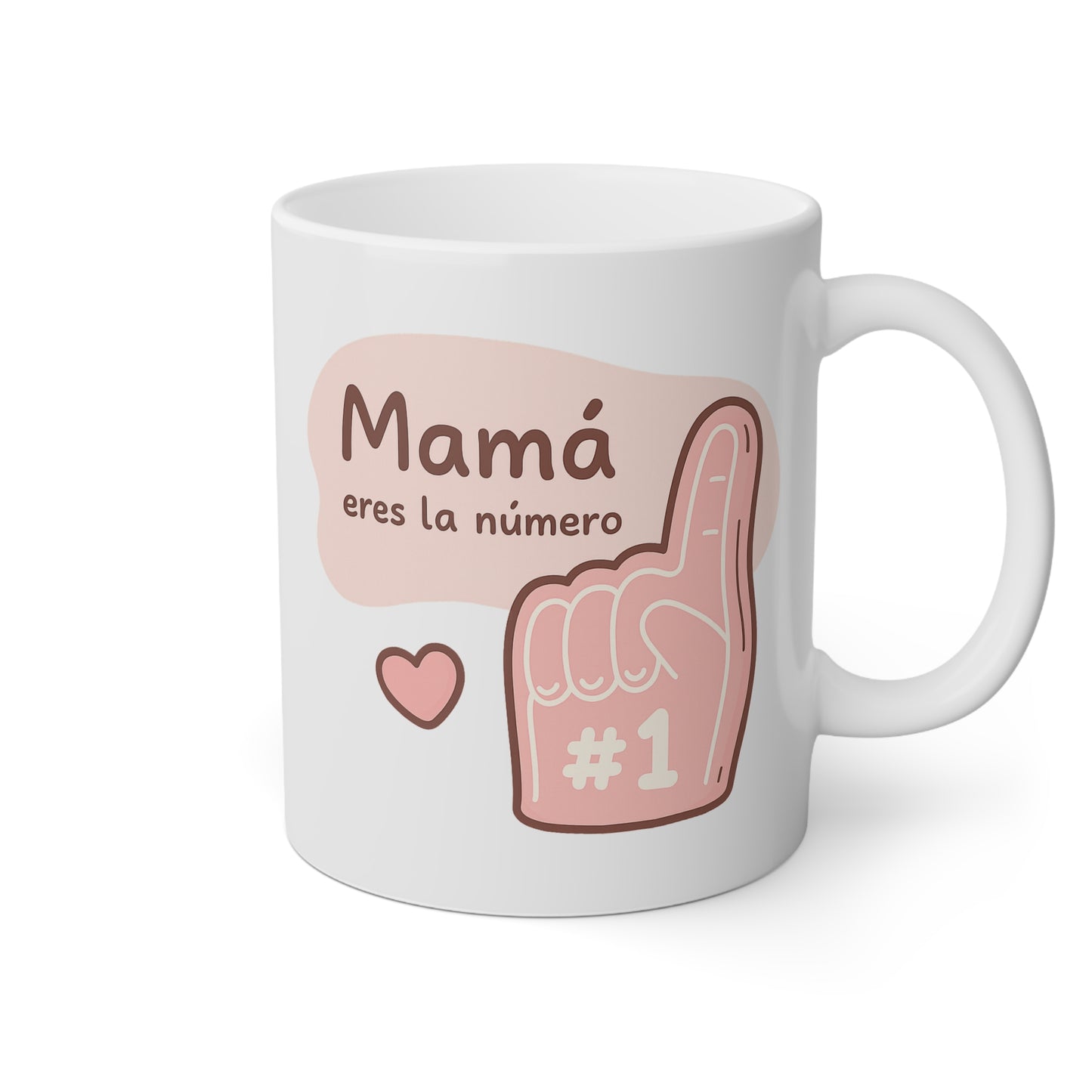 Taza blanca con la frase mamá eres la número 1