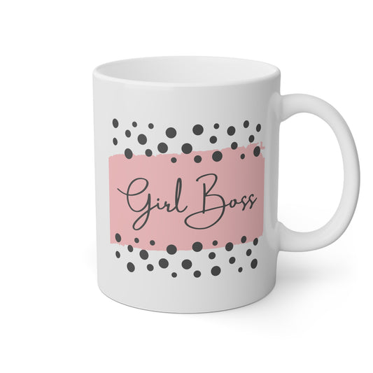 Taza blanca con la frase girl boss
