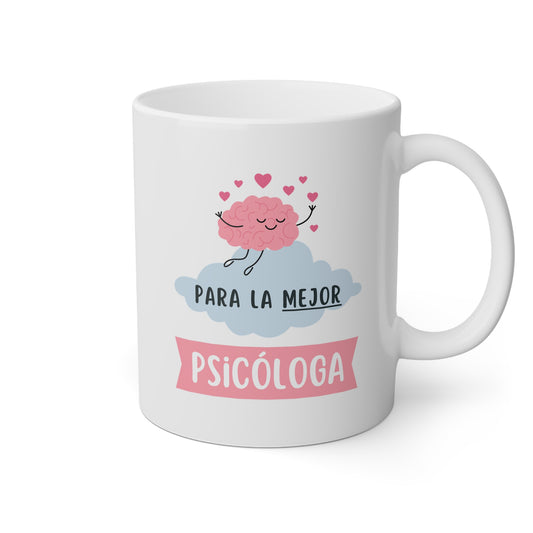Taza blanca con la frase para la mejor psicóloga